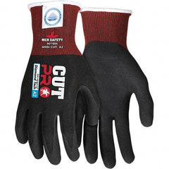 MCR Safety - Size S, ANSI Cut Lvl A4, Nitrile Coated Dyneema or Dyneema Alternative Cut Resistant Gloves - Palm & Fingers Coated, Dyneema Lining, Knit Wrist, Black, Paired - Americas Industrial Supply