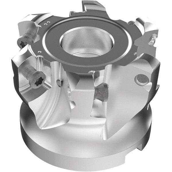 Seco - 6 Inserts, 50.5mm Cutter Diam, 1.8mm Max Depth of Cut, Indexable High-Feed Face Mill - 19.05mm Arbor Hole Diam, 0.185" Keyway Width, 1-1/2" High, R220.21-LP09 Toolholder, LPKT09 Inserts, Series High Feed - Americas Industrial Supply