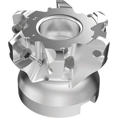 Seco - 6 Inserts, 50mm Cutter Diam, 1.8mm Max Depth of Cut, Indexable High-Feed Face Mill - 22mm Arbor Hole Diam, 0.4094" Keyway Width, 40mm High, R220.21-LP09 Toolholder, LPKT09 Inserts, Series High Feed - Americas Industrial Supply
