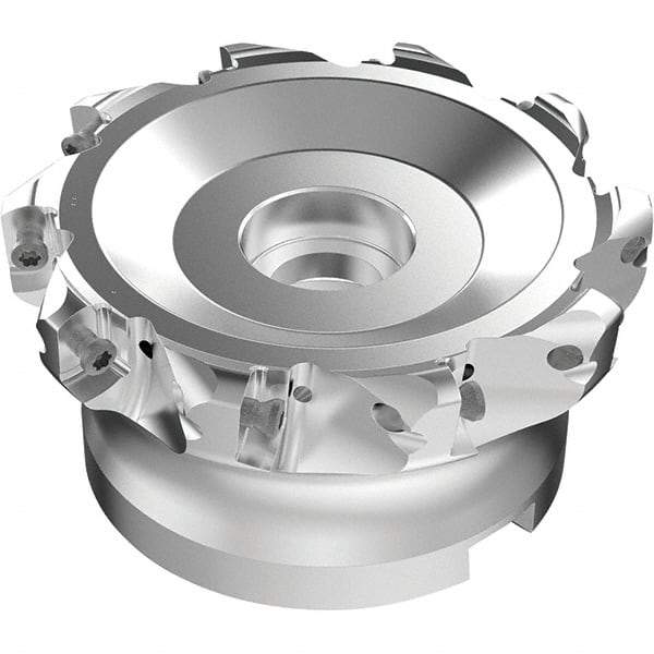 Seco - 10 Inserts, 87mm Cutter Diam, 1.8mm Max Depth of Cut, Indexable High-Feed Face Mill - 32mm Arbor Hole Diam, 0.5669" Keyway Width, 50mm High, R220.21-LP09 Toolholder, LPKT09 Inserts, Series High Feed - Americas Industrial Supply