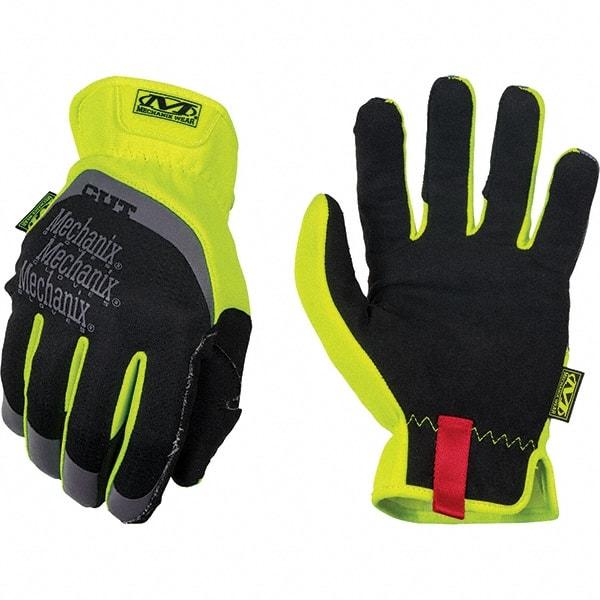 Mechanix Wear - Size S, ANSI Cut Lvl A5, Synthetic Leather Cut & Puncture Resistant Gloves - Elastic Cuff, Hi-Vis Yellow, Paired - Americas Industrial Supply