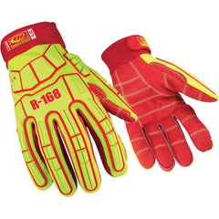 Ringers Gloves - Size 3XL, ANSI Cut Lvl A5, PVC Cut & Puncture Resistant Gloves - Slip-On Cuff, Hi-Vis Yellow/Red, Paired - Americas Industrial Supply