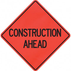 PRO-SAFE - "Construction Ahead," 48" Wide x 48" High Vinyl Traffic Control Sign - Americas Industrial Supply