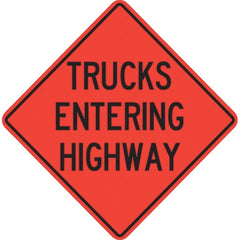 PRO-SAFE - "Trucks Entering Highway," 36" Wide x 36" High Vinyl Traffic Control Sign - Americas Industrial Supply