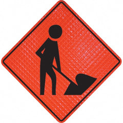 PRO-SAFE - Worker Digging, 36" Wide x 36" High Vinyl Traffic Control Sign - Americas Industrial Supply