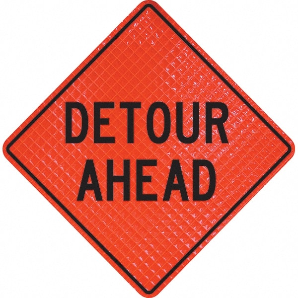 PRO-SAFE - "Detour Ahead," 36" Wide x 36" High Vinyl Traffic Control Sign - Americas Industrial Supply