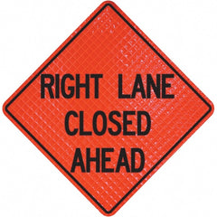 PRO-SAFE - "Right Lane Closed Ahead," 48" Wide x 48" High Vinyl Traffic Control Sign - Americas Industrial Supply