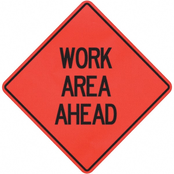 PRO-SAFE - "Work Area Ahead," 36" Wide x 36" High Vinyl Traffic Control Sign - Americas Industrial Supply