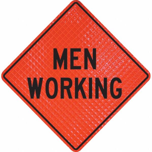 PRO-SAFE - "Men Working," 36" Wide x 36" High Vinyl Traffic Control Sign - Americas Industrial Supply