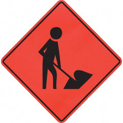 PRO-SAFE - Worker Digging, 48" Wide x 48" High Vinyl Traffic Control Sign - Americas Industrial Supply