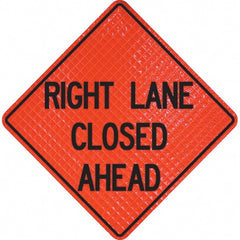 PRO-SAFE - "Right Lane Closed Ahead," 36" Wide x 36" High Vinyl Traffic Control Sign - Americas Industrial Supply