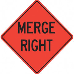 PRO-SAFE - "Merge Right," 36" Wide x 36" High Vinyl Traffic Control Sign - Americas Industrial Supply