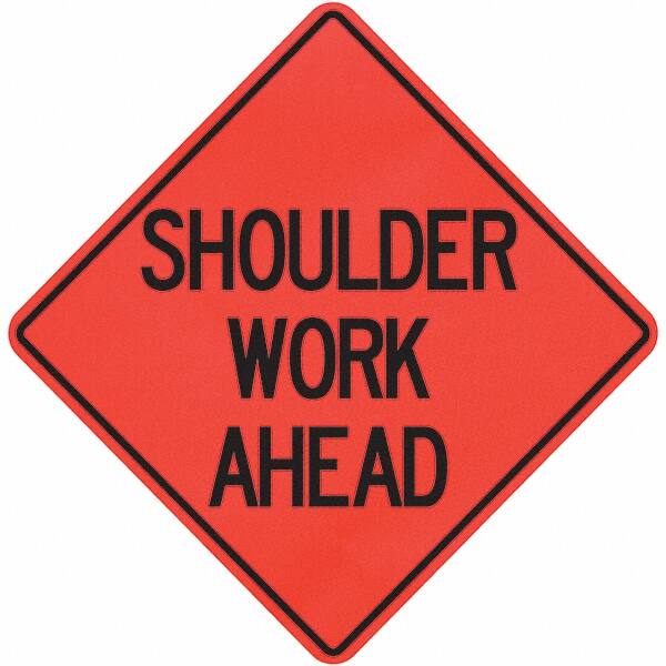 PRO-SAFE - "Shoulder Work Ahead," 36" Wide x 36" High Vinyl Traffic Control Sign - Americas Industrial Supply