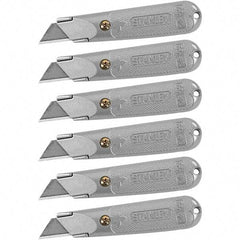 Stanley - Fixed Utility Knife - Aluminum (Color) Aluminum Handle, 18 Blades Included - Americas Industrial Supply