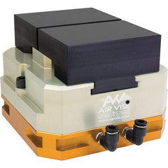 Air Vise Workholding - 4" Jaw Width, 15/16" Throat Depth, Air Precision Self Centering Vise - 200 Max Operating psi - Americas Industrial Supply