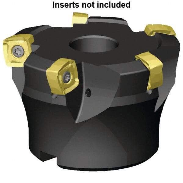 Kennametal - 6 Inserts, 4" Cutter Diam, 0.098" Max Depth of Cut, Indexable High-Feed Face Mill - 1-1/4" Arbor Hole Diam, 50mm High, 7793VXO12 Toolholder, XO..1205.. Inserts, Series 7793 - Americas Industrial Supply