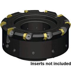 Kennametal - 24 Inserts, 250mm Cutter Diam, 1.1mm Max Depth of Cut, Indexable High-Feed Face Mill - 60mm Arbor Hole Diam, 63mm High, KCFM Toolholder, HDHN07008SR Inserts, Series KCFM - Americas Industrial Supply