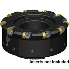 Kennametal - 8 Inserts, 80mm Cutter Diam, 1.09mm Max Depth of Cut, Indexable High-Feed Face Mill - 27mm Arbor Hole Diam, 50mm High, KCFM Toolholder, HDHN07008SR Inserts, Series KCFM - Americas Industrial Supply