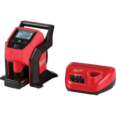 Milwaukee Tool - 12 Volt Automatic Tire Inflator Tool - 120 psi, 26" Hose Length, Tool Only, Auto Shut-Off, Compact, Portable, Anti-Vibration Feet, Weather Resistant, Impact Resistant - Americas Industrial Supply