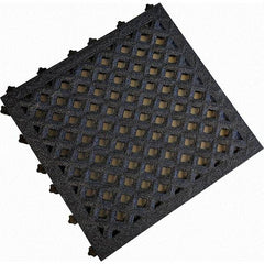 Value Collection - 18" Long x 18" Wide x 1" Thick, Anti-Fatigue Modular Matting Anti-Fatigue Flooring - 2 Interlocking Sides, Black, For Dry & Wet Areas - Americas Industrial Supply