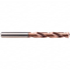 Emuge - 3.65mm 140° Solid Carbide Jobber Drill - AlCrN Finish, Right Hand Cut, Spiral Flute, Cylindrical Shank, 66mm OAL, Four Facet Point - Americas Industrial Supply
