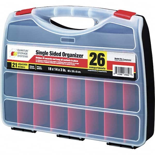Quantum Storage - 14" Wide x 3" High x 18" Deep, Small Parts Organizer - Adjustable Compartments - Americas Industrial Supply