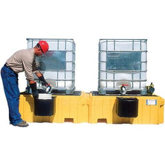 UltraTech - 535 Gal Sump Capacity, Polyethylene TWIN IBC Spill Pallet, 2 Bucket Shelves - 61.6" Long x 22" Wide x 124-1/2" High, 8,000 Lb Capacity, 2 Totes, Includes 2 Bucket Shelves - Americas Industrial Supply