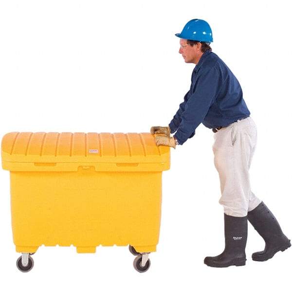 UltraTech - 15 Cu Ft, 350 Lb Load Capacity Safety Orange Polyethylene Tote Container - 48" Long x 31" Wide x 41.8" High, Lid Included - Americas Industrial Supply