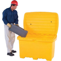 UltraTech - 15 Cu Ft, 350 Lb Load Capacity Yellow Polyethylene Tote Container - 48" Long x 31" Wide x 41.8" High, Lid Included - Americas Industrial Supply