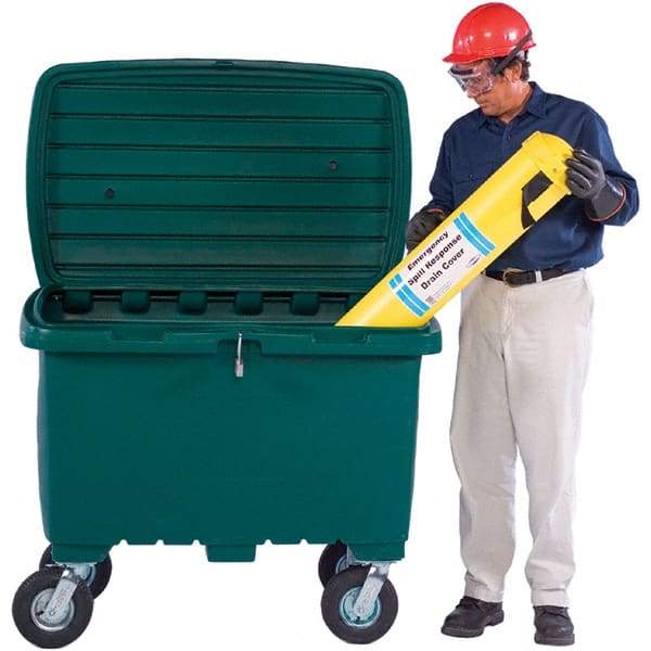 UltraTech - 15 Cu Ft, 350 Lb Load Capacity Green Polyethylene Tote Container - 48" Long x 31" Wide x 41.8" High, Lid Included - Americas Industrial Supply