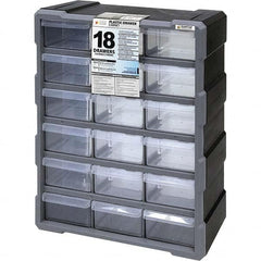 Quantum Storage - 18 Drawer, Small Parts Drawer Cabinet System - 18-3/4" Deep x 6-1/4" Wide x 15" High - Americas Industrial Supply