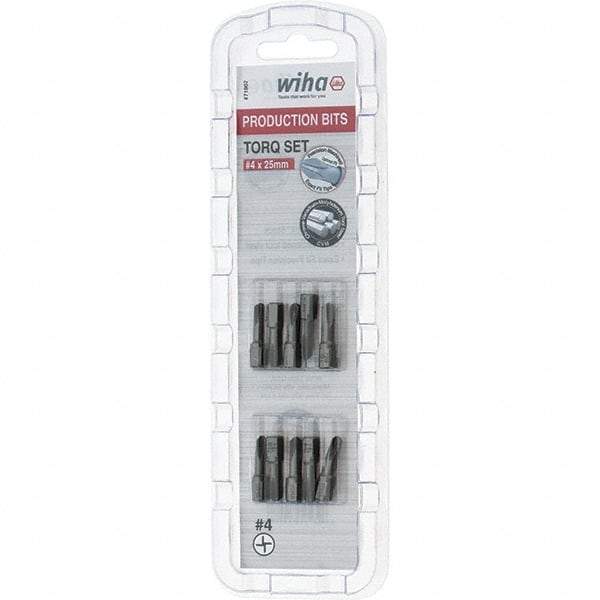 Wiha - 1/4" Drive, #4 Torq-Set Screwdriver Bit - 1" OAL - Americas Industrial Supply