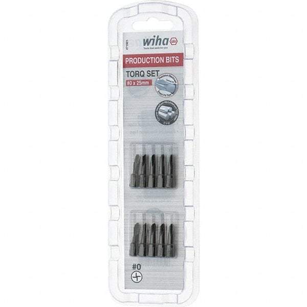 Wiha - 1/4" Drive, #0 Torq-Set Screwdriver Bit - 1" OAL - Americas Industrial Supply