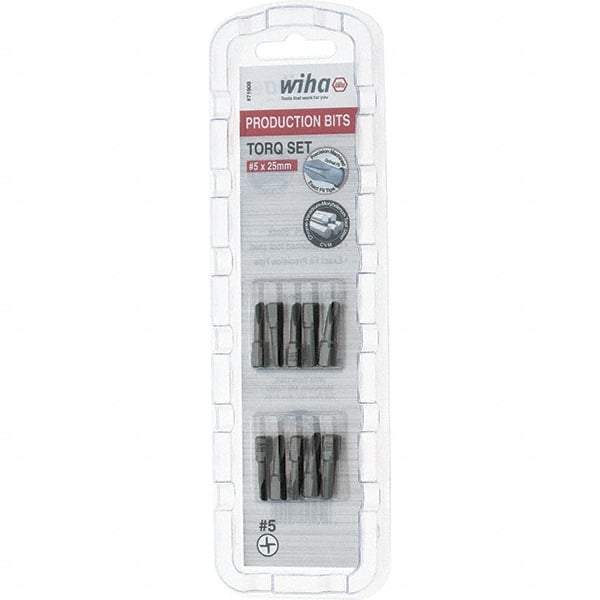 Wiha - 1/4" Drive, #5 Torq-Set Screwdriver Bit - 1" OAL - Americas Industrial Supply