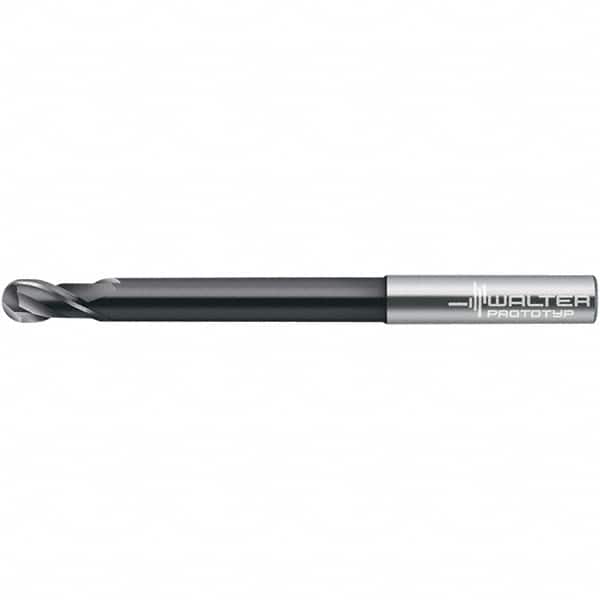 Walter-Prototyp - 8mm Diam, 8mm LOC, 2 Flute Solid Carbide Ball End Mill - TiAlN Finish, 120mm OAL, 8mm Shank Diam - Americas Industrial Supply