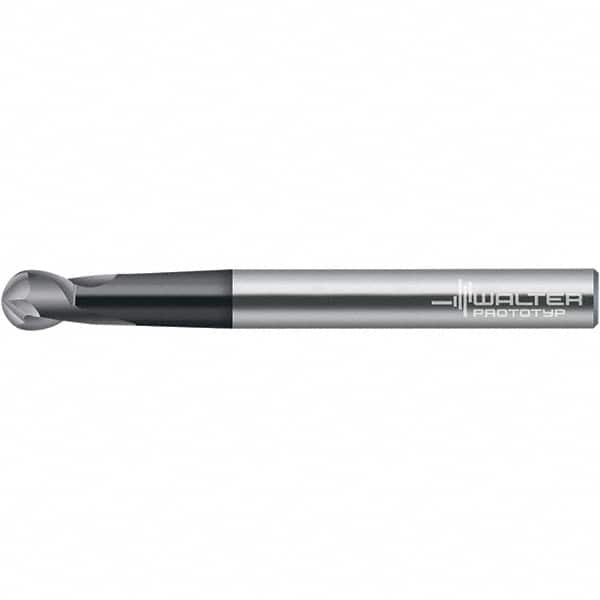 Walter-Prototyp - 10mm Diam, 11mm LOC, 2 Flute Solid Carbide Ball End Mill - TiAlN Finish, 100mm OAL, 10mm Shank Diam - Americas Industrial Supply