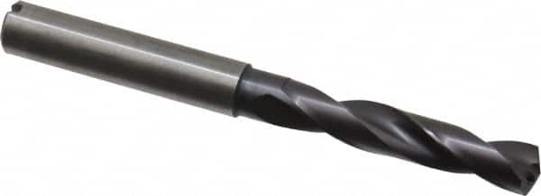 Guhring - 7.2mm 140° Spiral Flute Solid Carbide Screw Machine Drill Bit - FIREX Finish, Right Hand Cut, 41mm Flute Length, 79mm OAL, SU Point, Straight Shank, Through Coolant - Americas Industrial Supply