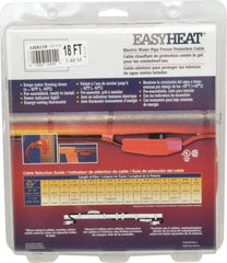 EasyHeat - 18' Long, Preassembled, Fixed Length, Fixed Wattage, Protection Heat Cable - 120 Input Volts, 126 Watts - Americas Industrial Supply