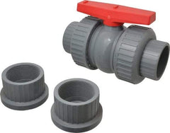 Simtech - 3" Pipe, Full Port, CPVC True Union Design Ball Valve - Inline - Two Way Flow, FNPT x FNPT Ends, Tee Handle, 150 WOG - Americas Industrial Supply