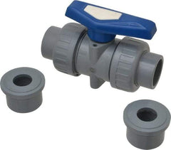 Simtech - 1" Pipe, Full Port, CPVC True Union Design Ball Valve - Inline - Two Way Flow, FNPT x FNPT (with Socket Adapter) Ends, Tee Handle, 232 WOG - Americas Industrial Supply