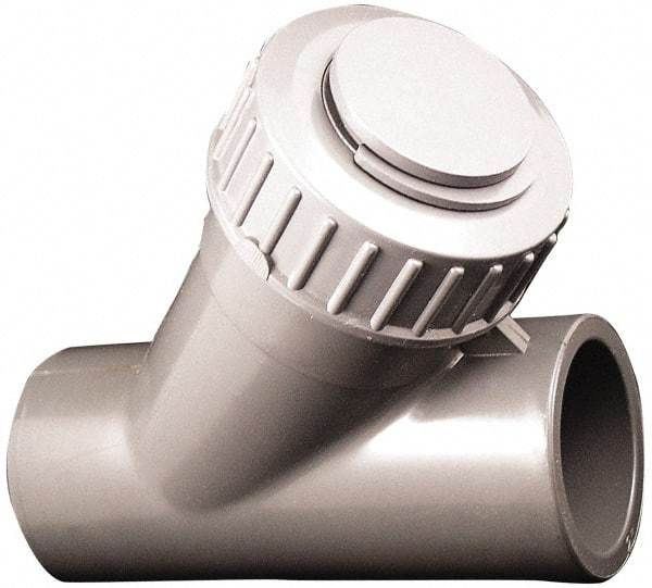 Simtech - 1/2" Pipe, Socket Ends, PVC Y-Strainer - 150 psi Pressure Rating - Americas Industrial Supply