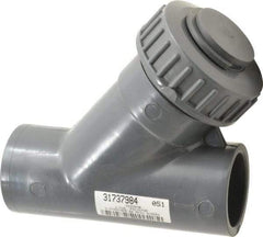 Simtech - 1-1/2" Pipe, Socket Ends, PVC Y-Strainer - 90 psi Pressure Rating - Americas Industrial Supply