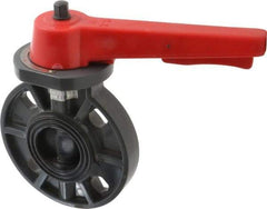 Simtech - 2" Pipe, Wafer Butterfly Valve - Lever Handle, PVC Body, EPDM Seat, 150 WOG, Polypropylene Disc, Stainless Steel Stem - Americas Industrial Supply