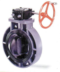 Simtech - 8" Pipe, Wafer Butterfly Valve - Gear Handle, PVC Body, EPDM Seat, 150 WOG, Polypropylene Disc, Stainless Steel Stem - Americas Industrial Supply