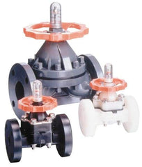 Simtech - 1-1/2" Pipe, 150 Max psi, Diaphragm Valve - Flanged End Connection, PVC, Viton Seal - Americas Industrial Supply