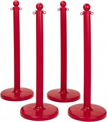 PRO-SAFE - 41" High, 3" Pole Diam, Warning Post - 16" Base Diam, Round Plastic Base, Red Plastic Post, For Outdoor Use - Americas Industrial Supply