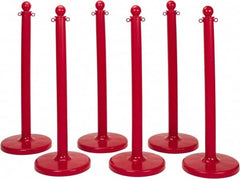 PRO-SAFE - 40" High, 2-1/2" Pole Diam, Warning Post - 14" Base Diam, Round Plastic Base, Red Plastic Post, For Outdoor Use - Americas Industrial Supply