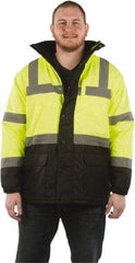 Utility Pro Wear - Size 5XL Cold Weather & High Visibility Parka - Yellow, Polyester & Teflon, Zipper, Snaps Closure - Americas Industrial Supply