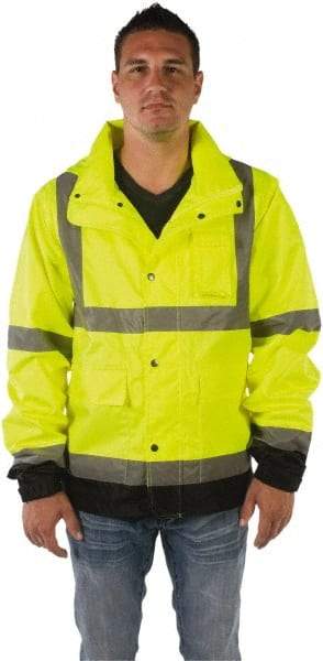 Utility Pro Wear - Size 3XL, Yellow, Rain Jacket - 5 Pockets, Attached Hood - Americas Industrial Supply