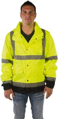 Utility Pro Wear - Size 3XL, Yellow, Rain Jacket - 5 Pockets, Attached Hood - Americas Industrial Supply